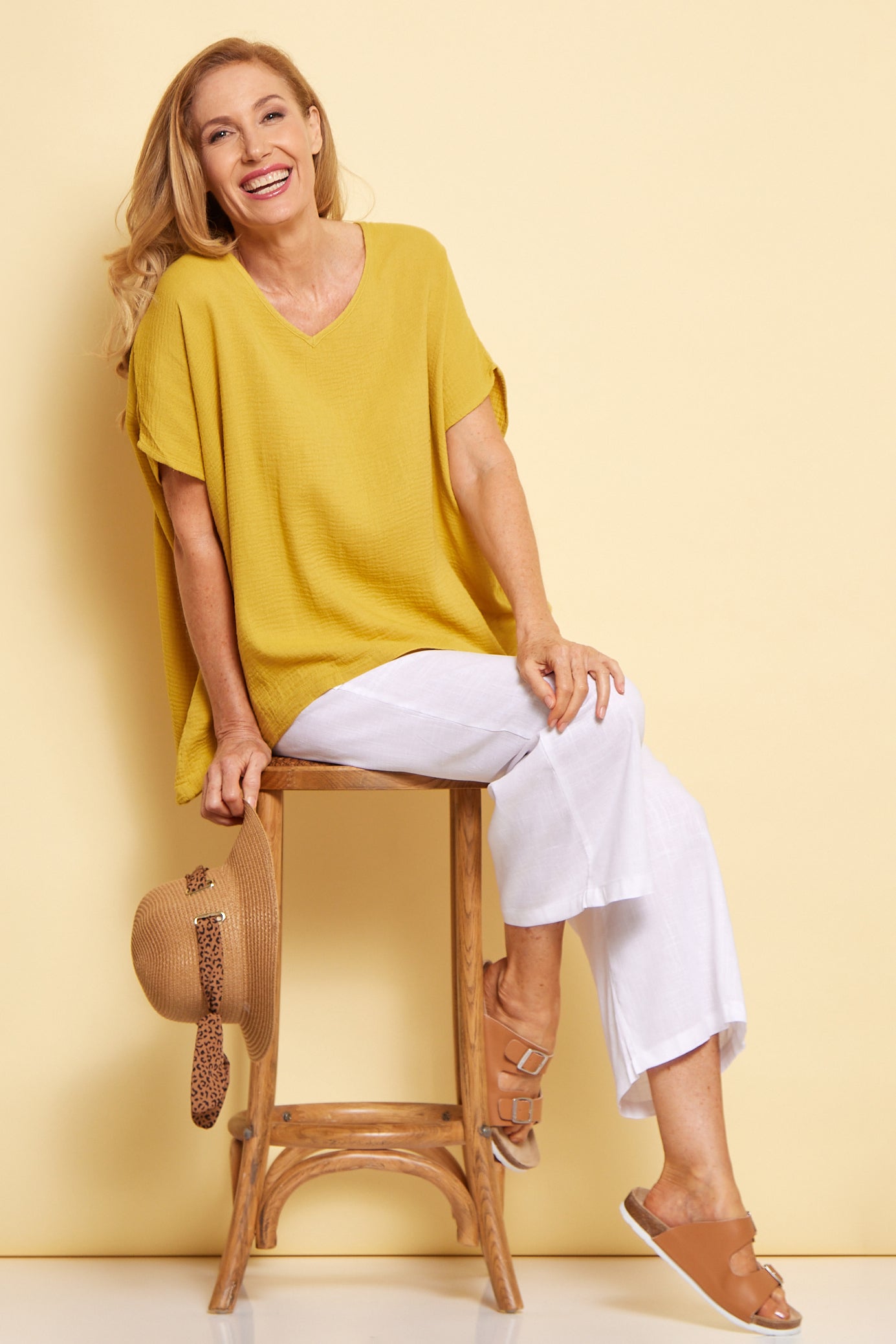 Fiji Cotton Muslin Top - Chartreuse