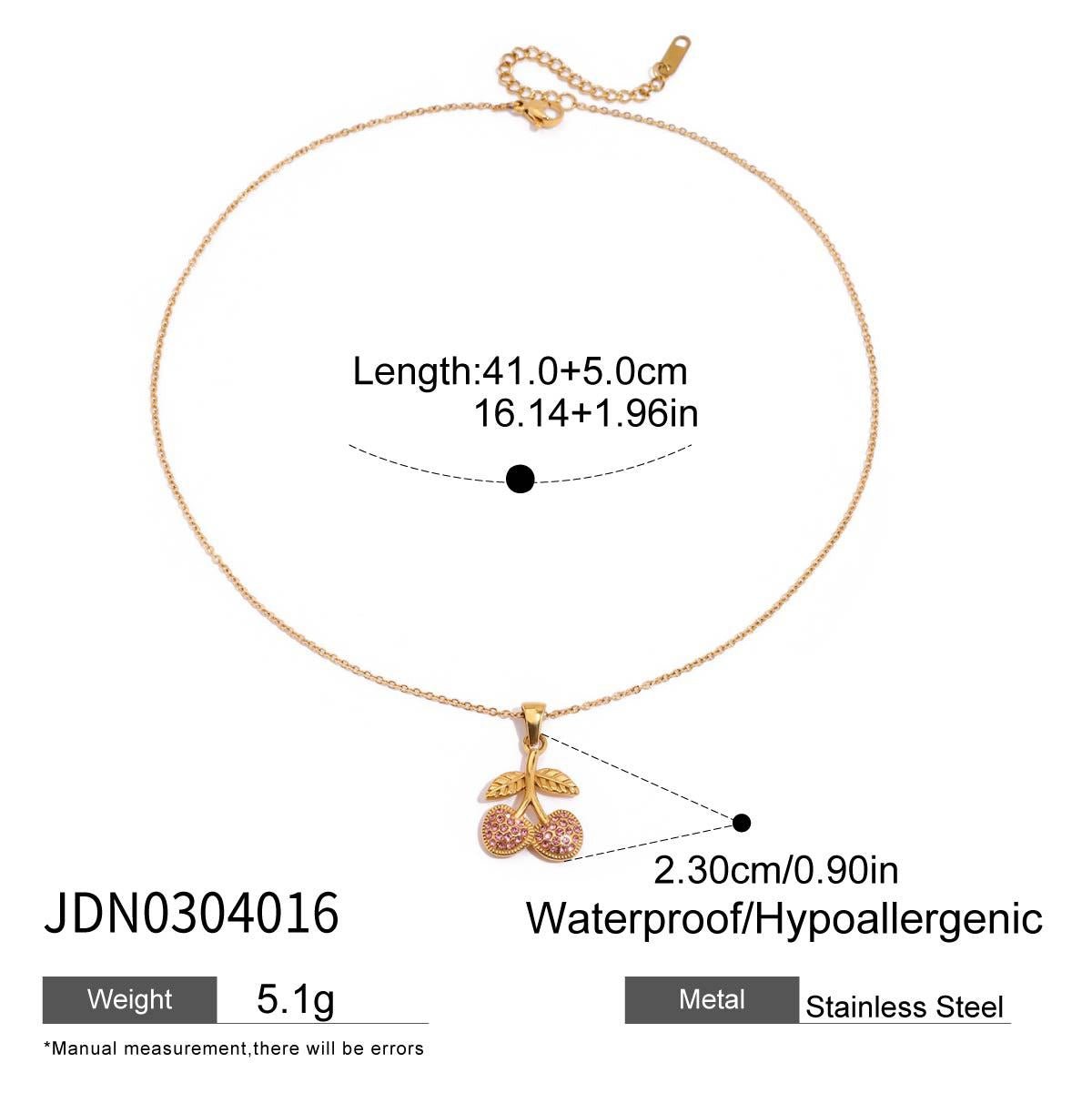Stainless Steel Cherry Zircon Necklace Jewelry Women'S Titanium Steel Necklace