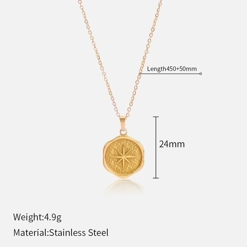 Retro Letter Star Moon 304 Stainless Steel Stainless Steel Necklaces