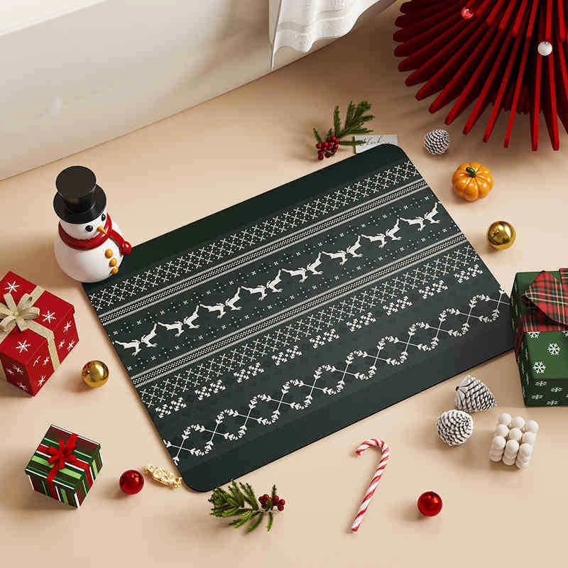 Christmas Casual Vacation Printing Polyester Carpet Bathing Carpet