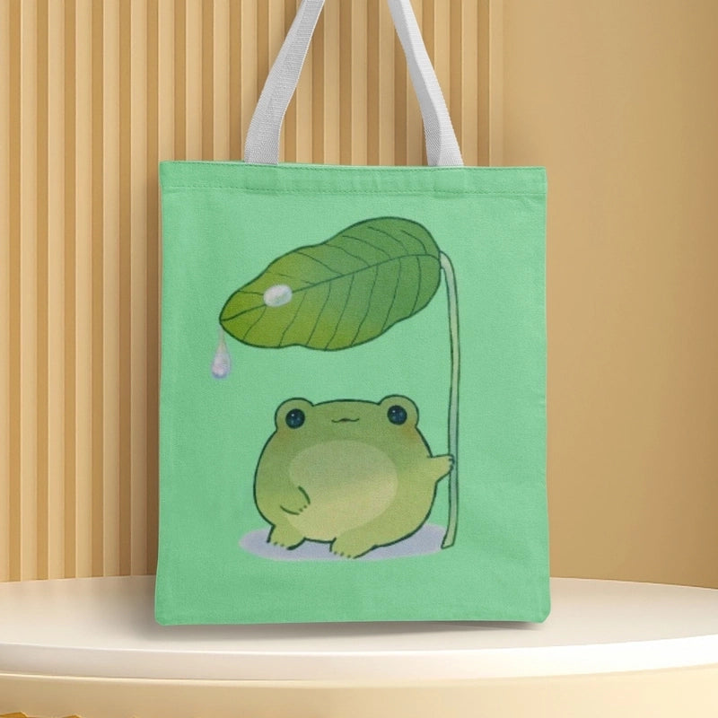 Unisex Polyester Leaves Cute Square Open Canvas Bag