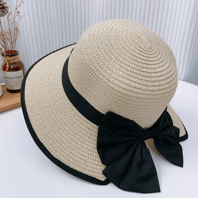 Women's Vacation Color Block Flat Eaves Straw Hat
