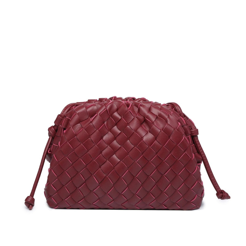 Women's Pu Leather Solid Color Classic Style Weave Cloud Shape Magnetic Buckle Crossbody Bag