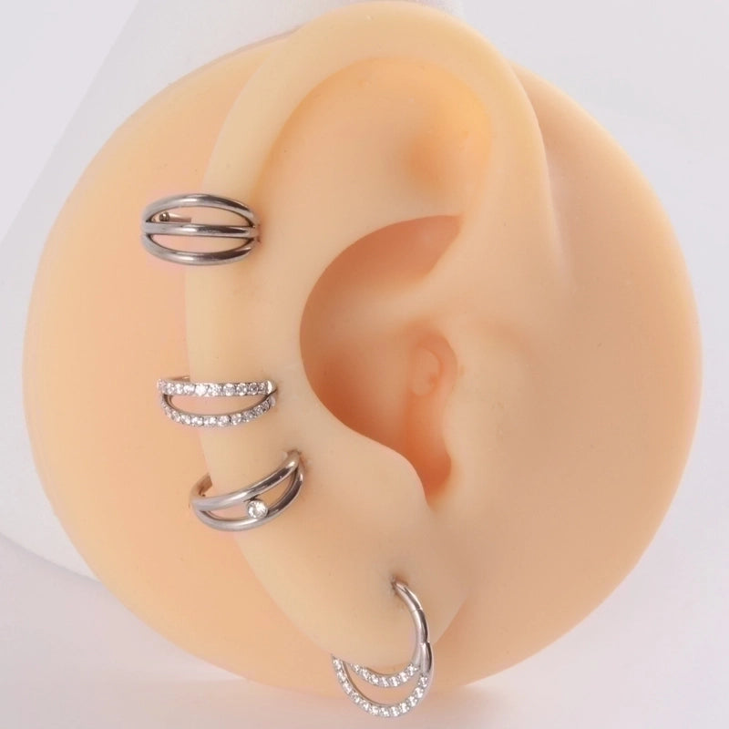 2 Pieces Nose Rings & Studs Fashion Moon Water Droplets G23 Titanium Stainless Steel Zircon Inlay Rhinestones Zircon