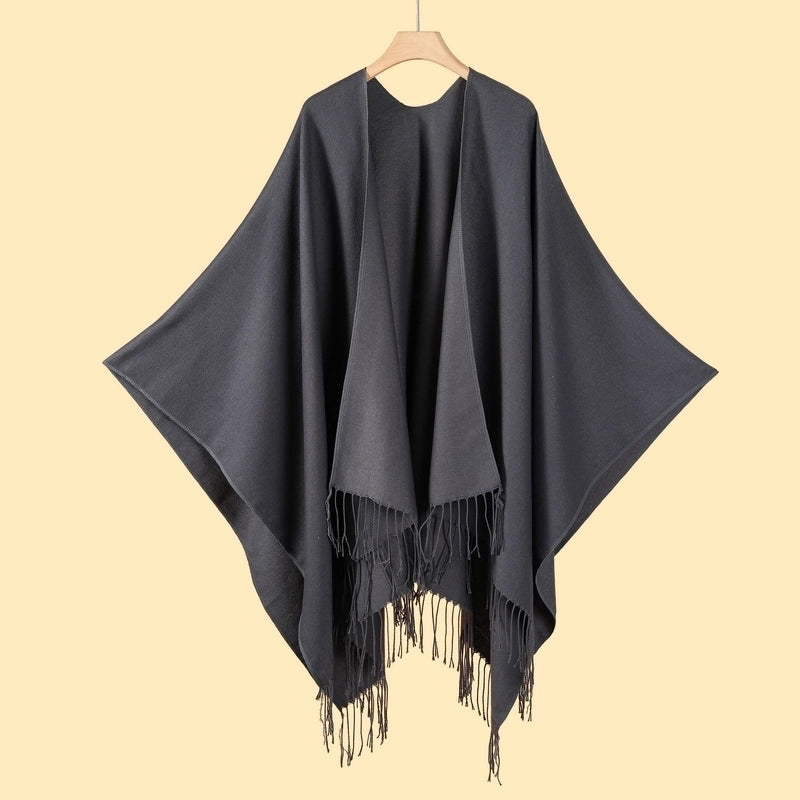 Women's Streetwear Color Block Solid Color Polyester Tassel Shawl
