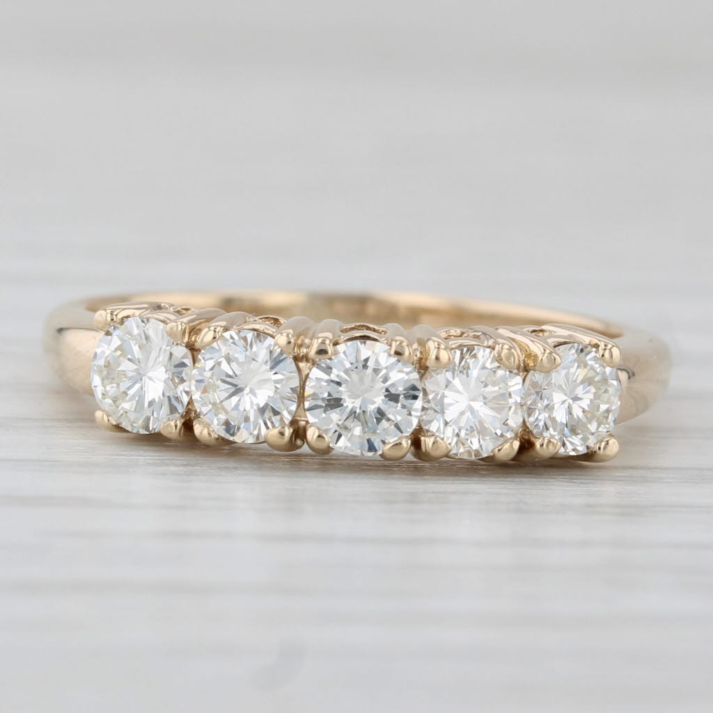 0.85ctw Diamond Wedding Band 14k Yellow Gold Size 8 Stackable Anniversary Ring
