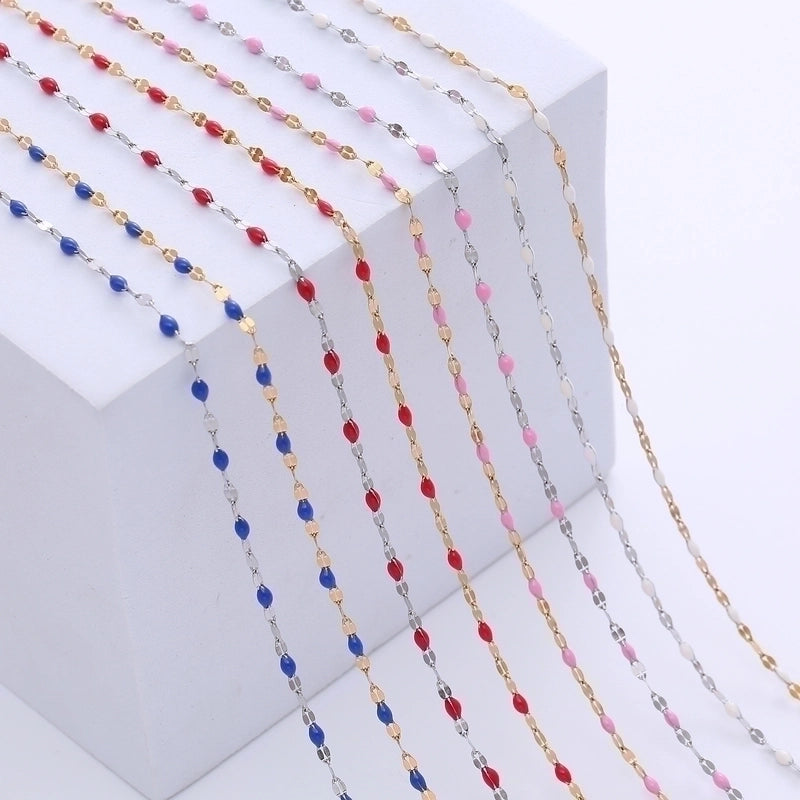 Minimalist Geometric 304 Stainless Steel Epoxy 18K Gold Plated Epoxy Chain Necklace