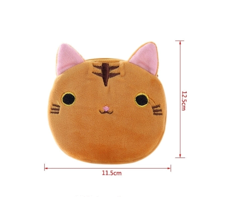 Women's Cat Plush Zipper Coin Purses