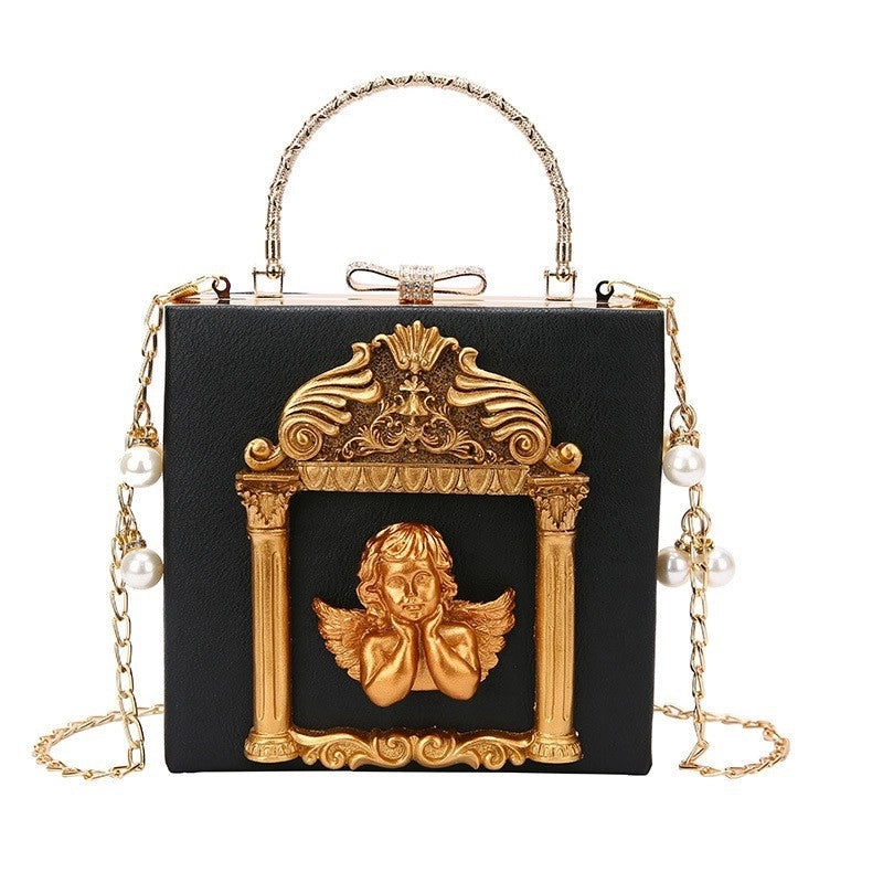Women's Small Pu Leather Floral Vintage Style Streetwear Square Lock Clasp Square Bag