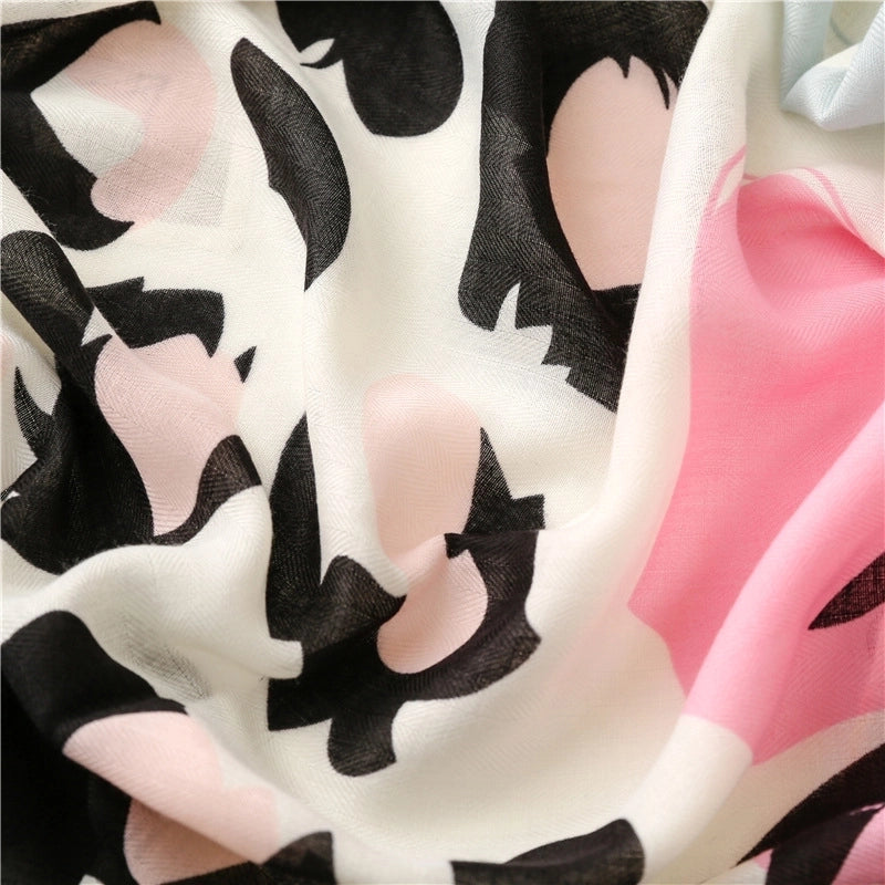 Tropical Plant Flower Printing Cotton And Linen Beach Towel Long Hanging Tassel Shawl