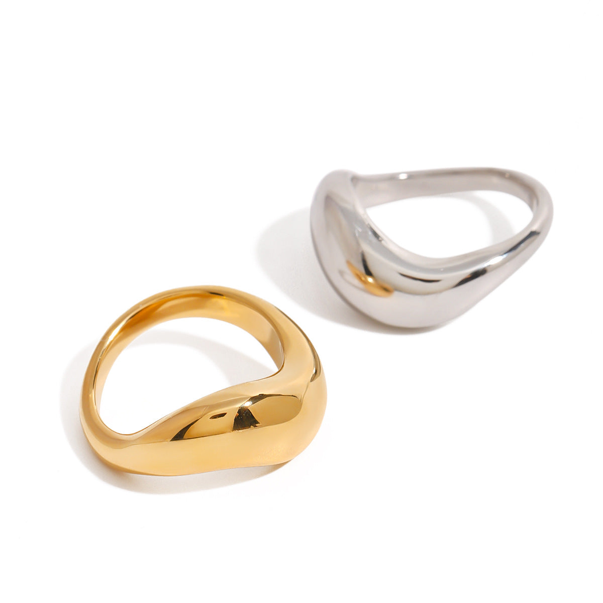 Stainless Steel Ring Niche Exaggerated Ring Titanium Steel 18K Gold Bracelet Ring