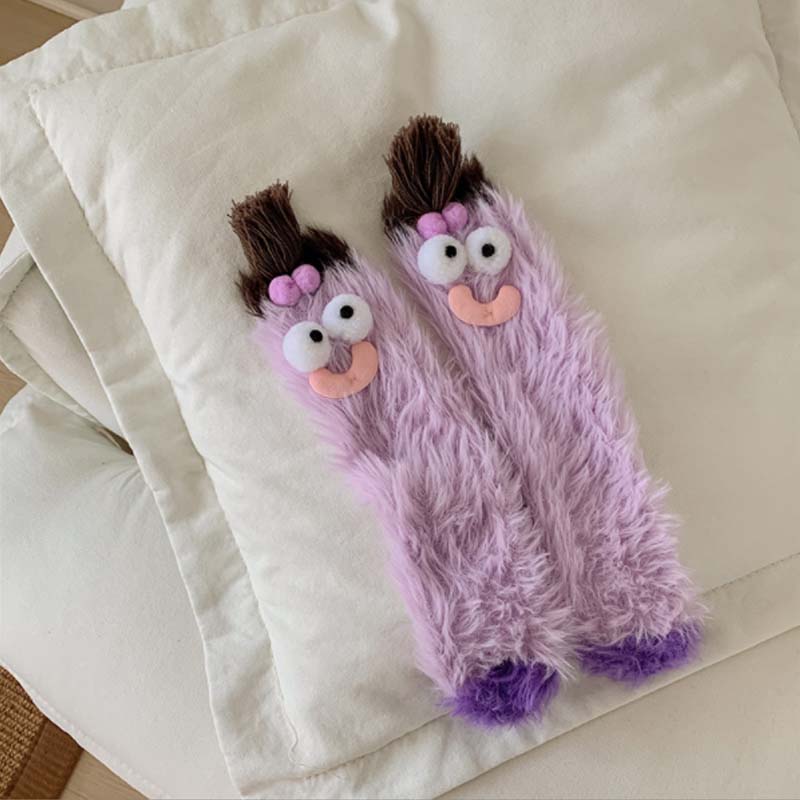 Warm Cozy Fluffy Cartoon Monster Socks