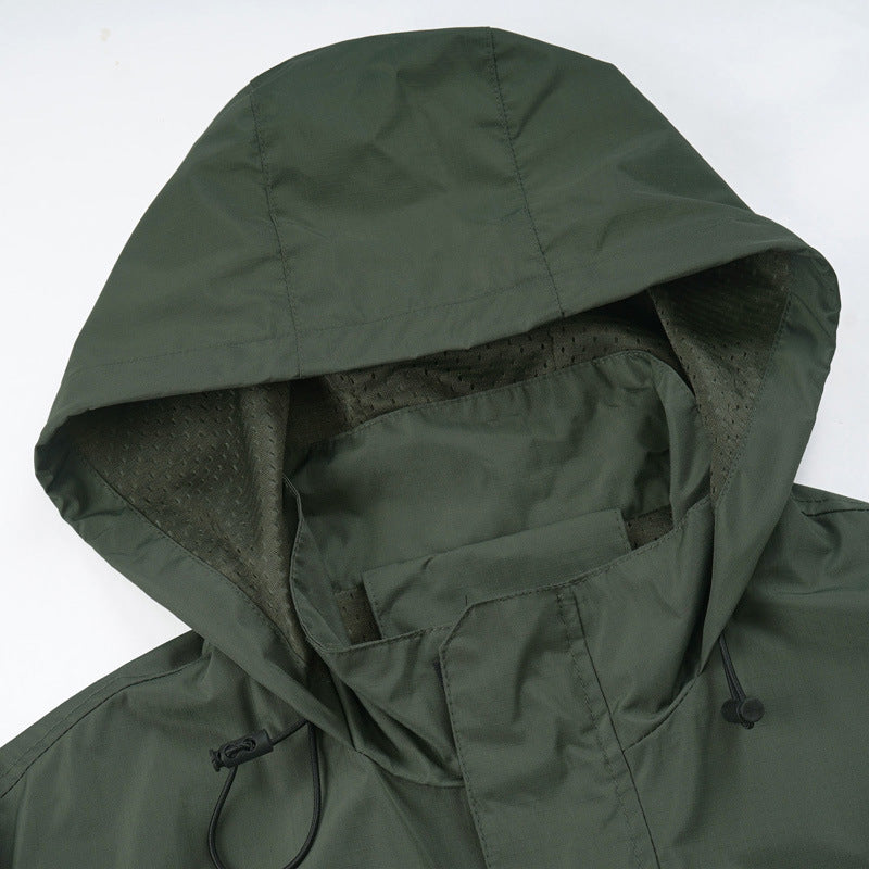 Boss Men-s Outdoor Waterproof Mid-Length Hooded Jacket