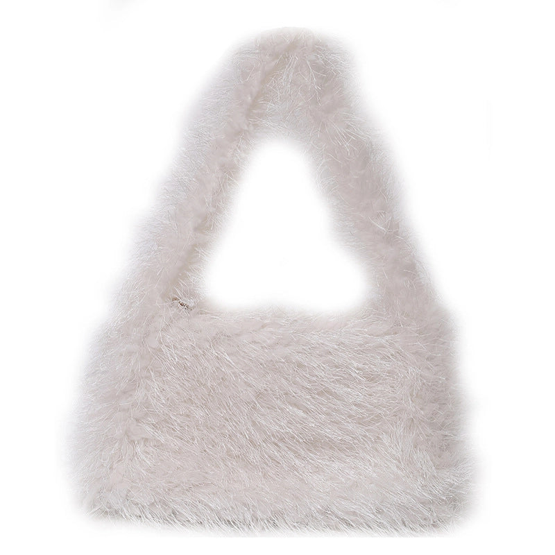 Autumn And Winter Cute Furry Portable Women's Bag Warm Furry Underarm Bag Korean Style Women's Popular One Shoulder Bag Fashion