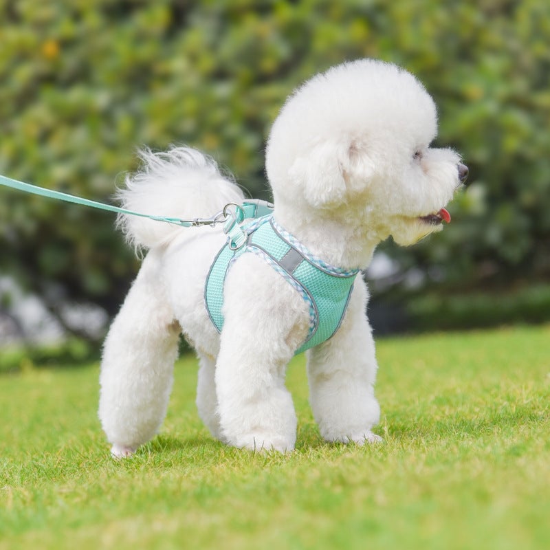 Reflective Plaid Breathable Dog Harness&Leash