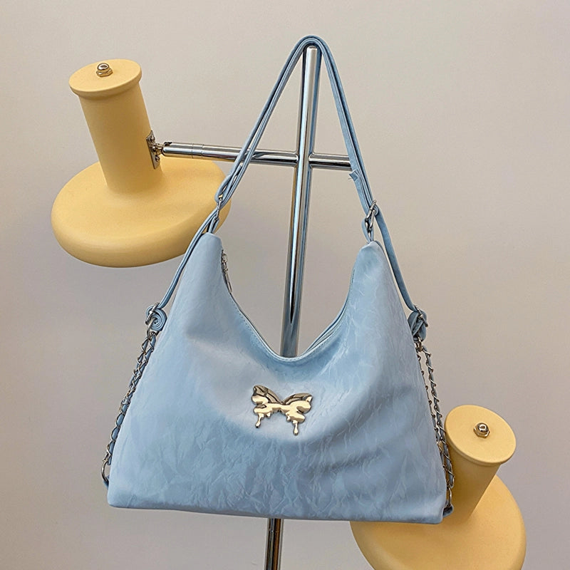 Women's Medium Pu Leather Solid Color Butterfly Streetwear Zipper Shoulder Bag