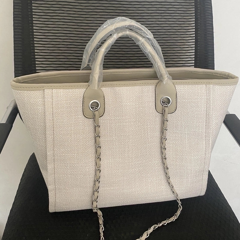 Women'S Large Canvas Solid Color Streetwear Square Zipper Tote Bag