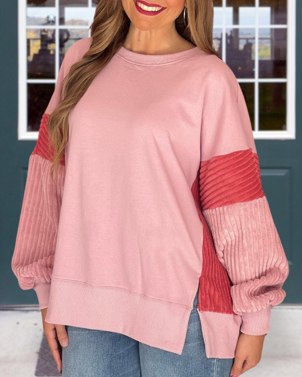 Colorblock Corduroy Sweatshirt