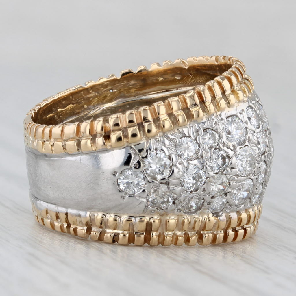 2.50ctw Pave Diamond Ring 14k White Yellow Gold Size 8.5 Cocktail