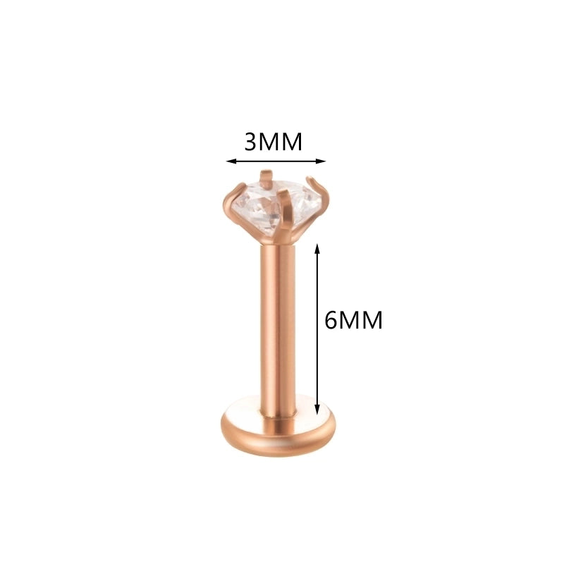1 Piece Ear Cartilage Rings & Studs Minimalist Round 316L Stainless Steel  Plating Inlay Zircon