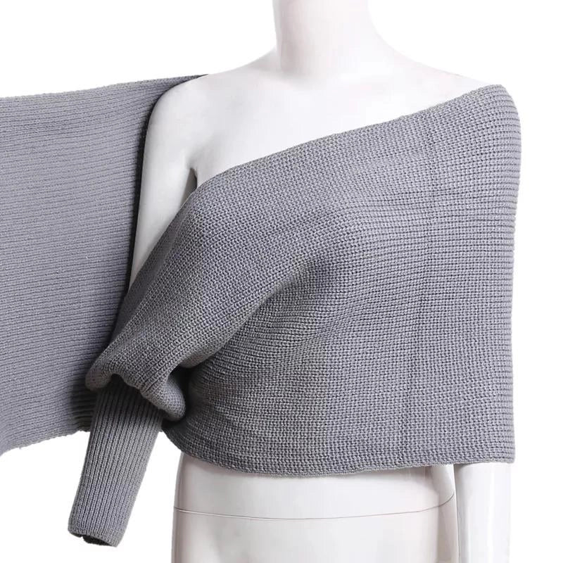 Style Fashionable Irregular Shawl Sweater New Autumn And Winter Knitted Fashionable Oversleeve Wool Sweater For Women