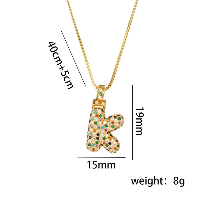 Titanium Steel 18K Gold Plated Minimalist Inlay Letter Zircon Pendant Necklace