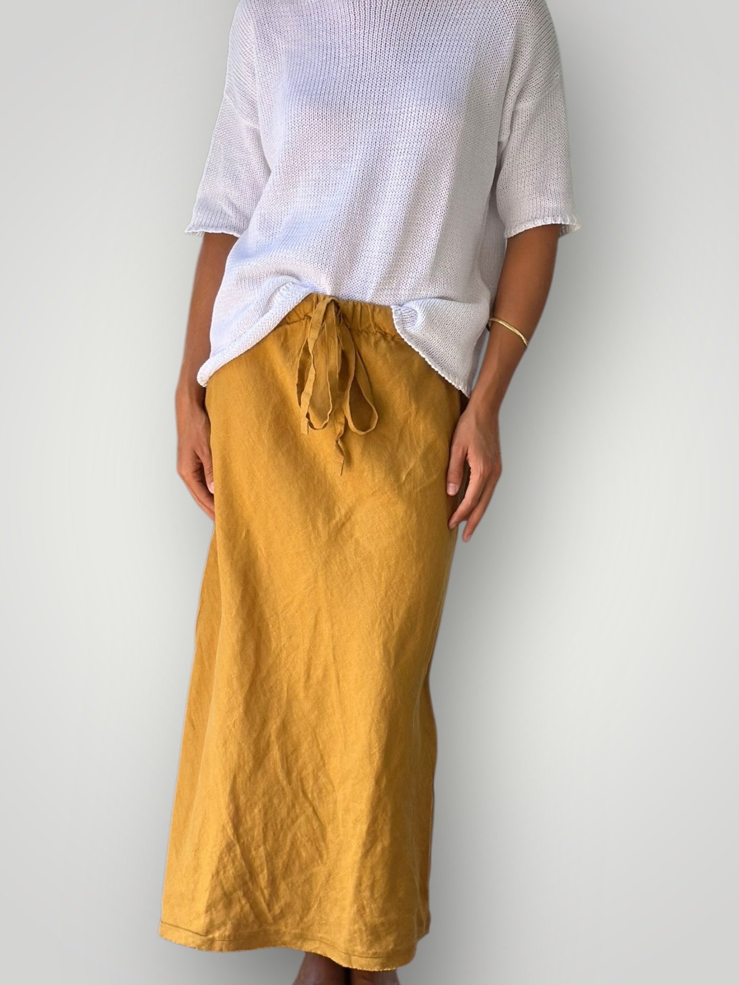 anthea skirt-turmeric linen