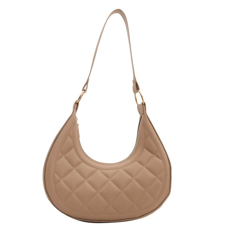 Women's Small Pu Leather Solid Color Streetwear Dumpling Shape Zipper Shoulder Bag Underarm Bag