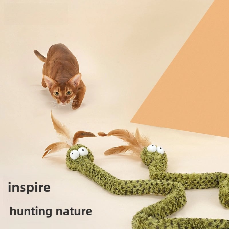 Zeze Snake Funny Cat Stick Cat Toy Funny Cat Artifact Cat Supplies Self-relief Feather Long Rod Toy Supplies