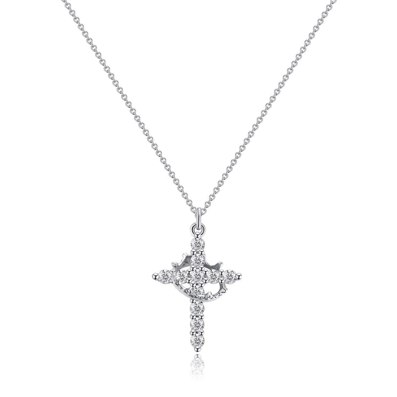 Minimalist Cross Titanium Steel Zircon 18K Gold Plated Plating Inlay Pendant Necklace