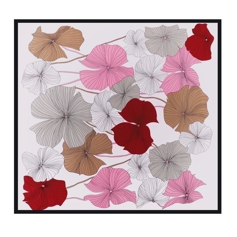 Women's Lady Flower Satin Printing Silk Scarf