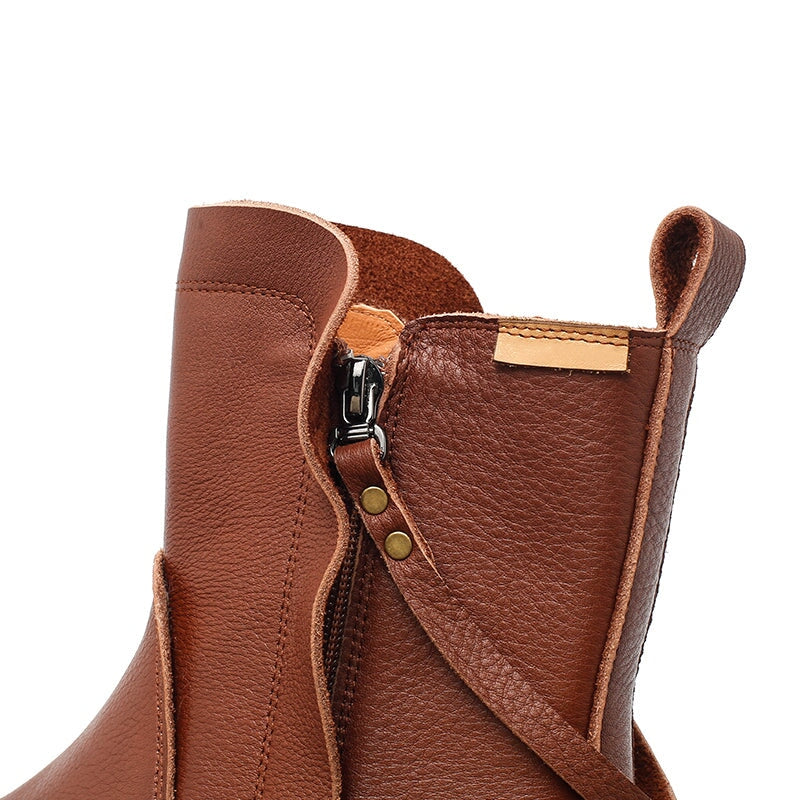 Leather Short Boots Snow Boots Have Fleece Lined for Cold Winter in Black/Brown/Coffee