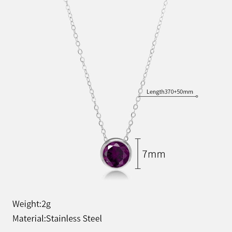 Minimalist Round 304 Stainless Steel Rhinestones Plating Stainless Steel Necklaces