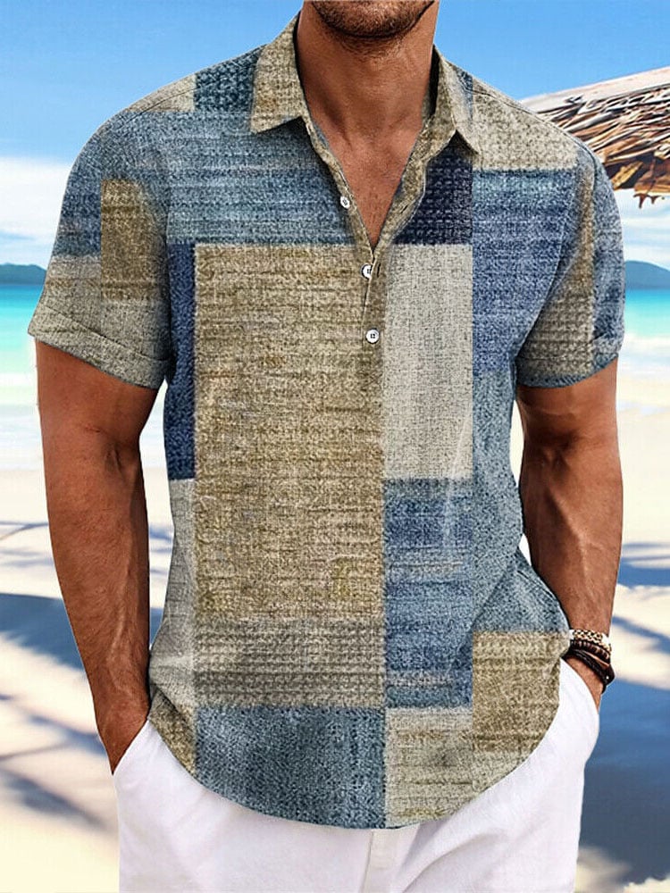 Men's Casual Hawaii Beach Vacation Print Polo Shirt