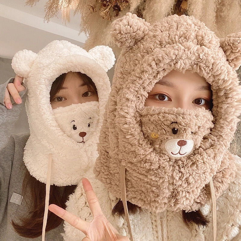 Women's Cute Minimalist Bear Ear Warap Trapper Hat