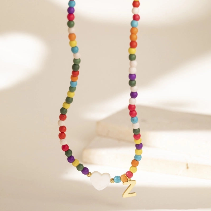 Cute Geometric 304 Stainless Steel Beaded Chain Pendant Necklace
