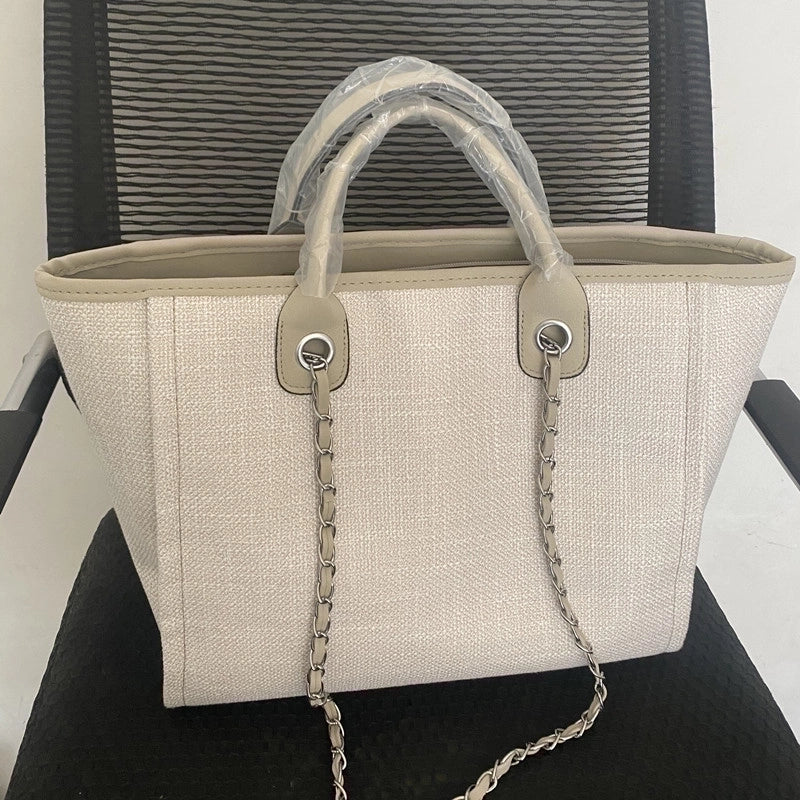 Women'S Large Canvas Solid Color Streetwear Square Zipper Tote Bag