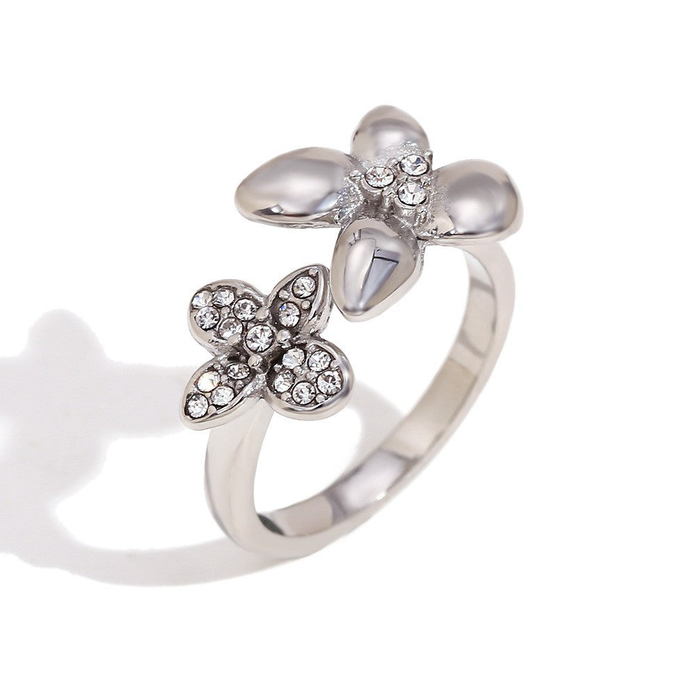 Retro Vintage Fashion Flower Stainless Steel Electroplating Rings
