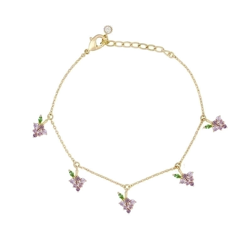 Copper Cable Chain Inlaid Zircon Fruit Artificial Gemstones Bracelets