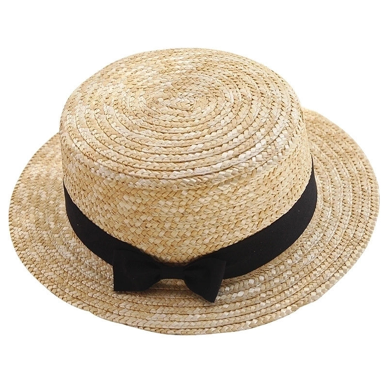 Unisex Vacation Solid Color Flat Eaves Straw Hat