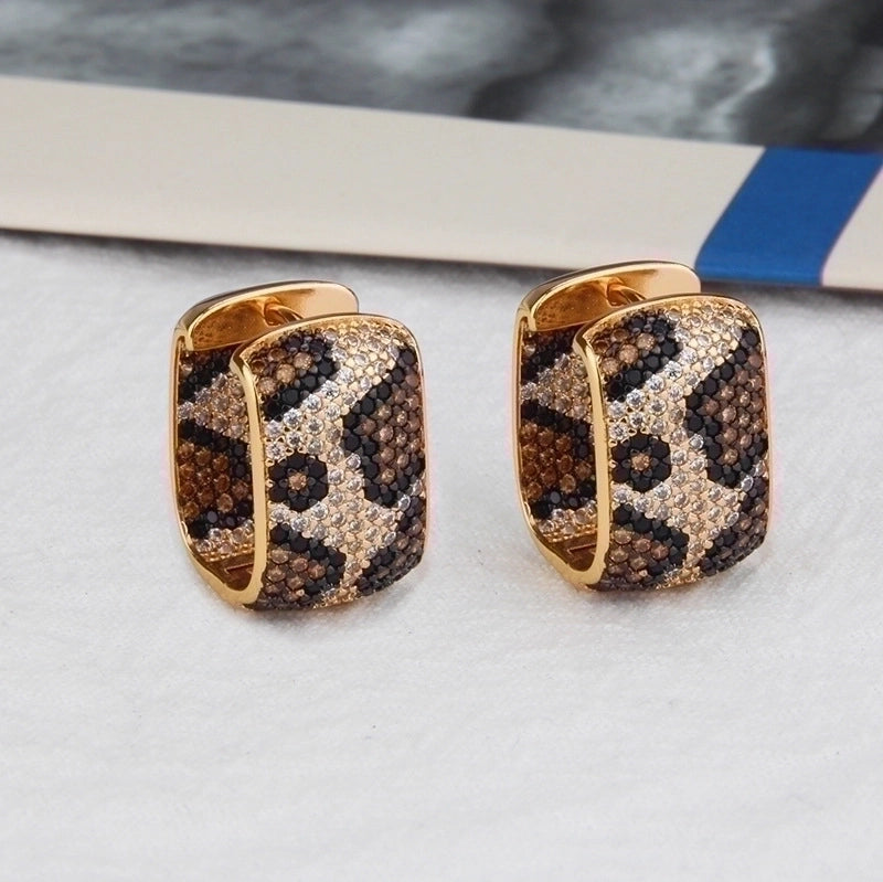 Minimalist Circle Copper Zircon Gold Plated Earrings