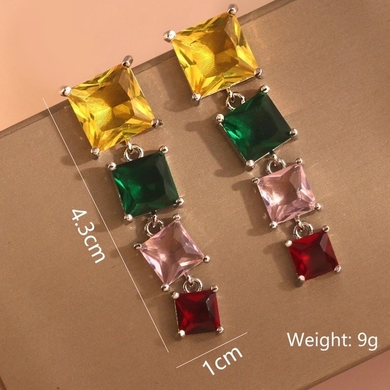 1 Pair Minimalist Leaf Moon Heart Shape Inlay Copper Zircon Drop Earrings Ear Studs