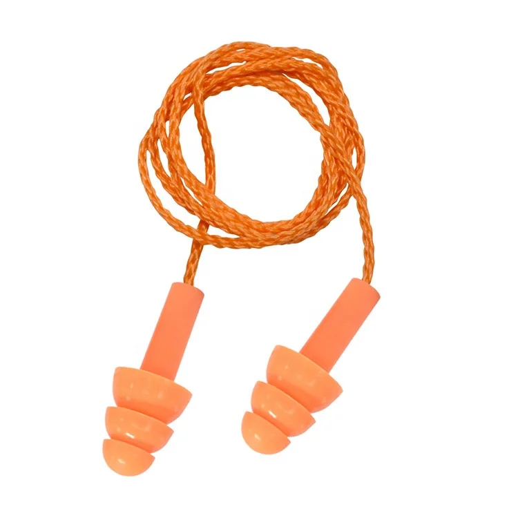 Noise Reduction Christmas Tree Type Custom Earplugs Silicone Nylon Cord Ear Plugs