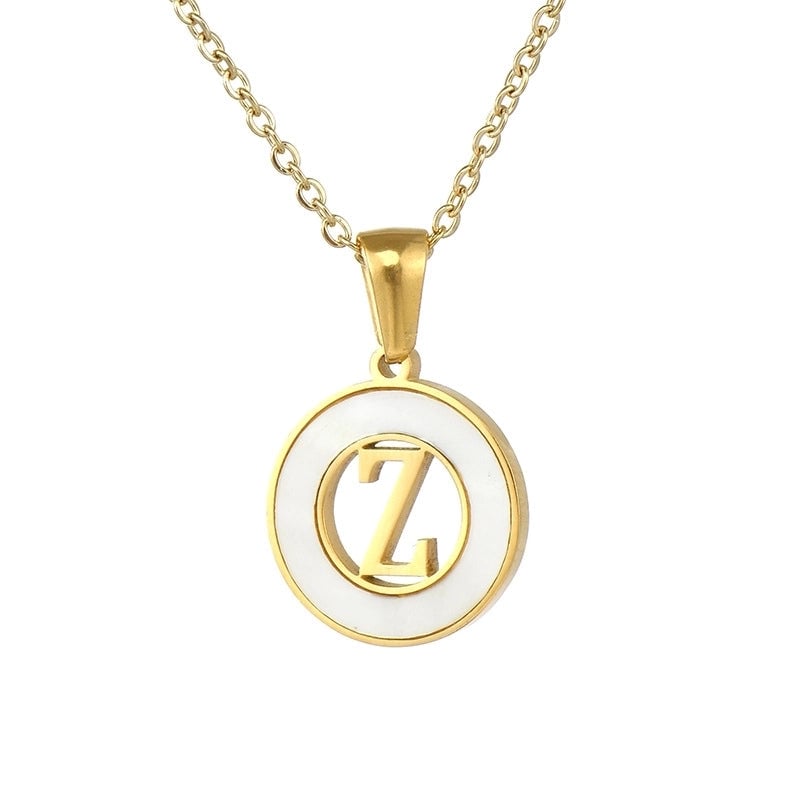 Minimalist Letter Stainless Steel Pendant Necklace Plating Hollow Out Shell Stainless Steel Necklaces