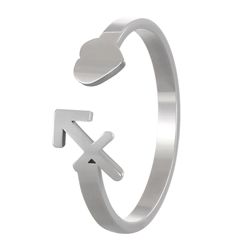 Minimalist Twelve Constellation Stainless Steel Open Rings