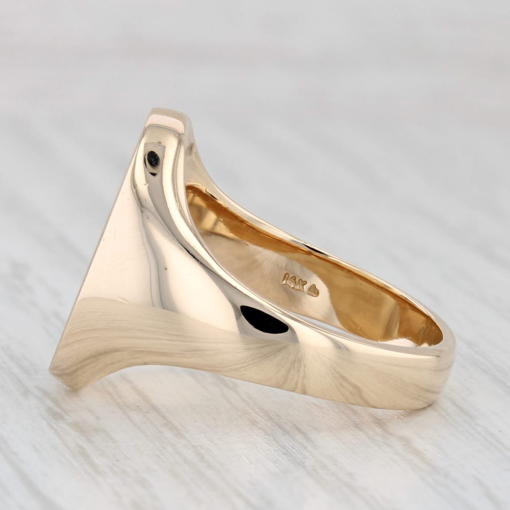 Engraved Letter B Initial Signet Ring 14k Yellow Gold Size 9.75 Vintage Men's