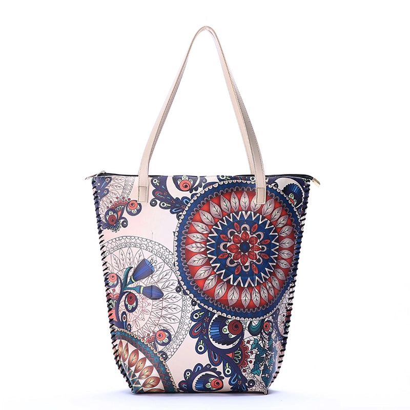 Women's Large Pu Leather Geometric Basic Vacation Bucket Zipper Shoulder Bag