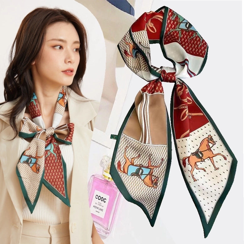 Women's Minimalist Color Block Polyester Printing Silk Scarf