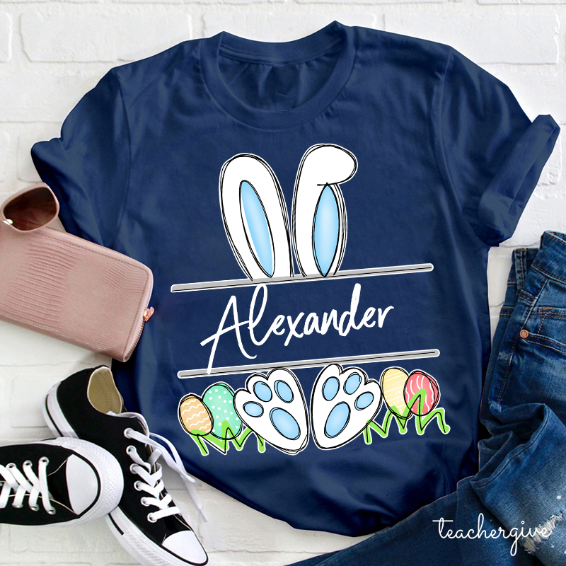 Personalized Name Easter Bunny Teacher T-Shirt