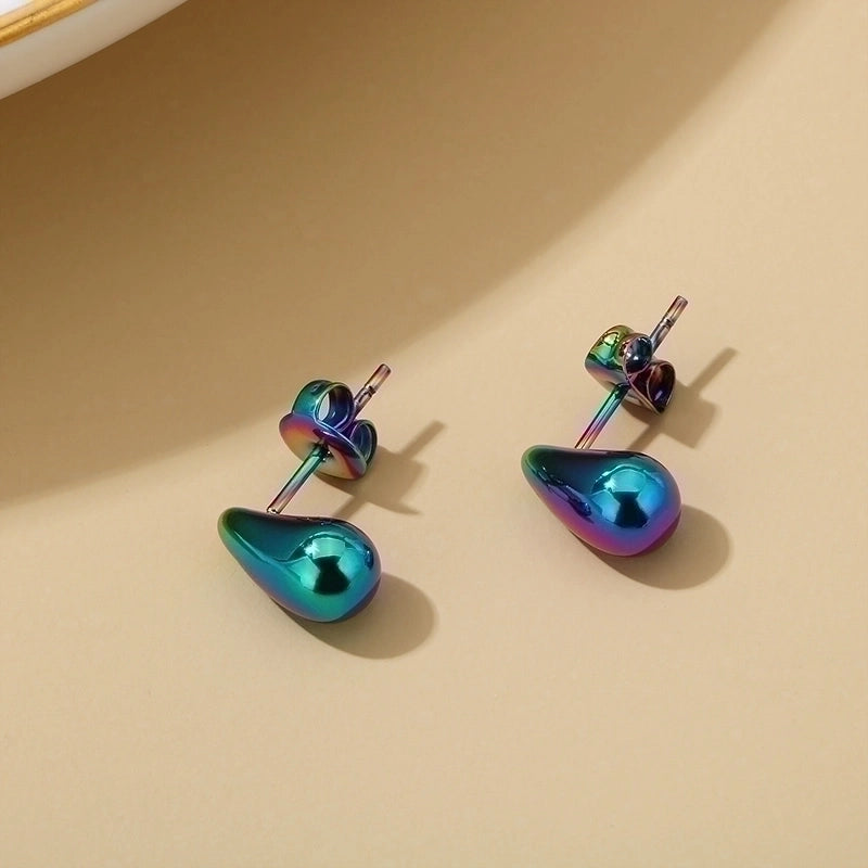1 Pair Minimalist Water Droplets Plating Stainless Steel 18K Gold Plated Earrings